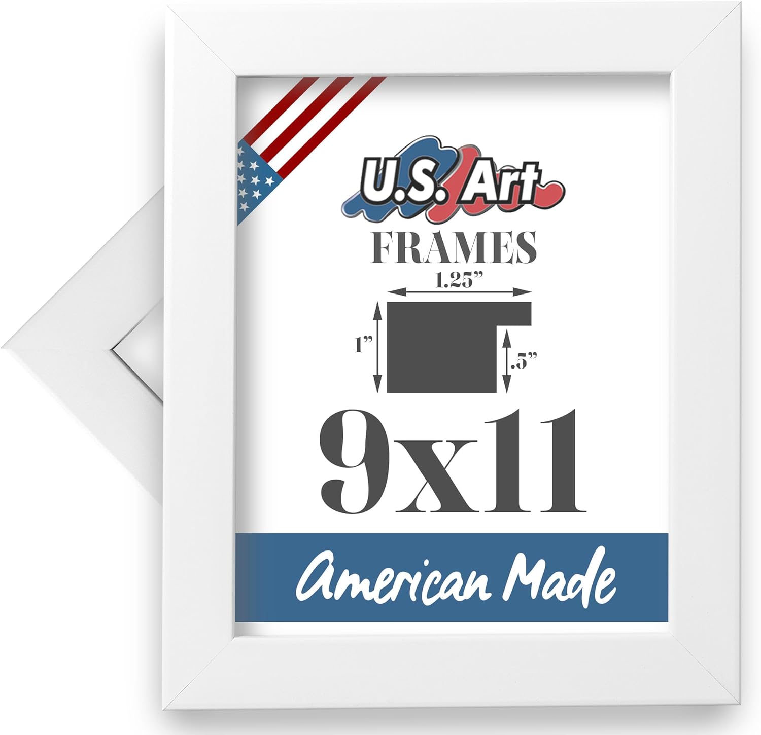 9x11 Chalk White Flat 1.25 Inch, Smooth Wrapped Finish Wood Composite Wall Decor Picture Poster Frame