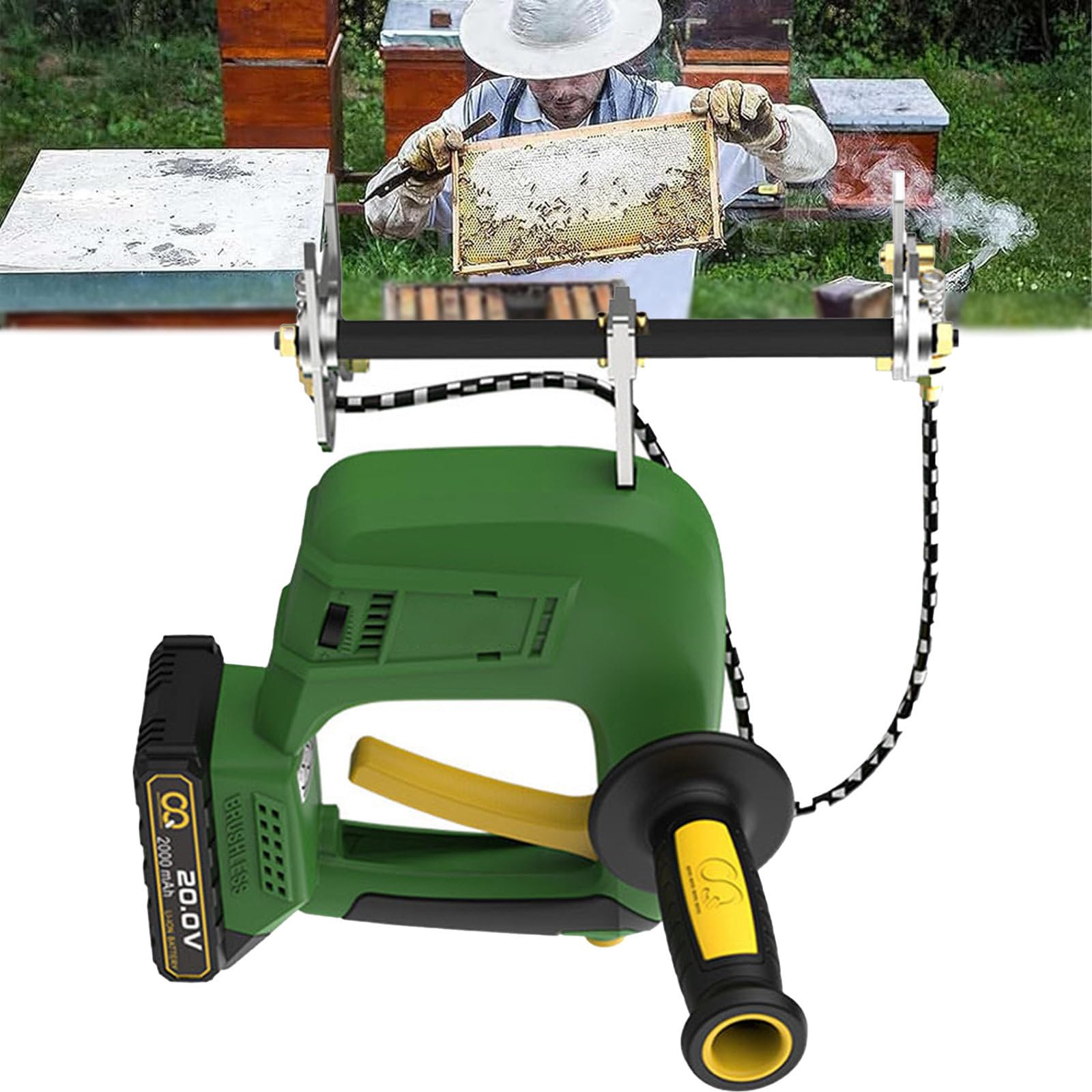 Elektryczny ekstraktor miodu, ekstraktor miodu Elektryczny, bezszczotkowy ręczny elektryczny wytrząsarka do pszczół, ładowalna maszyna do wytrząsania ramy ula (Battery*2)