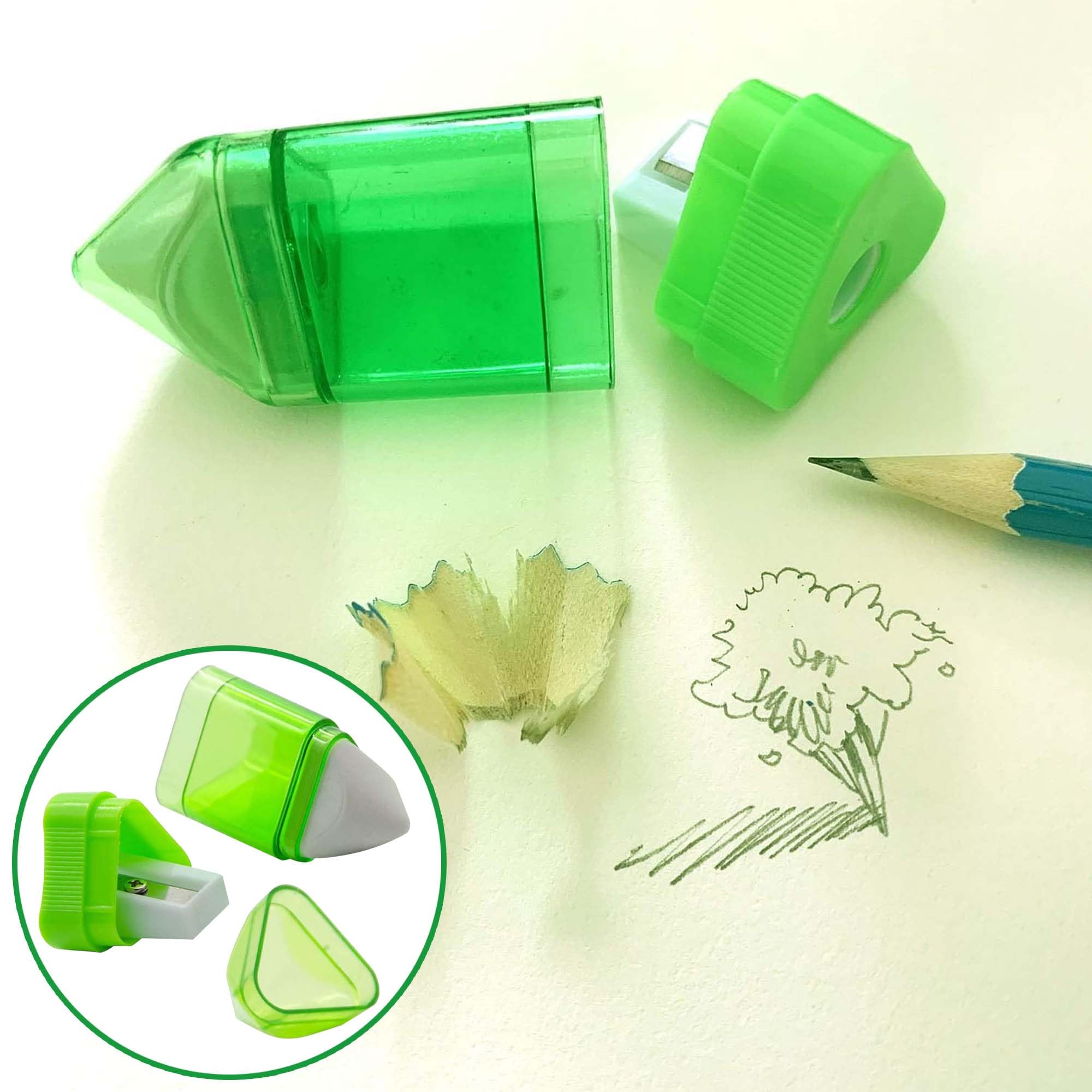 Alpurple - Sacapuntas manual con goma de borrar para lápices de tamaño regular y lápices de colores para la escuela, la oficina y el hogar (20 unidades)