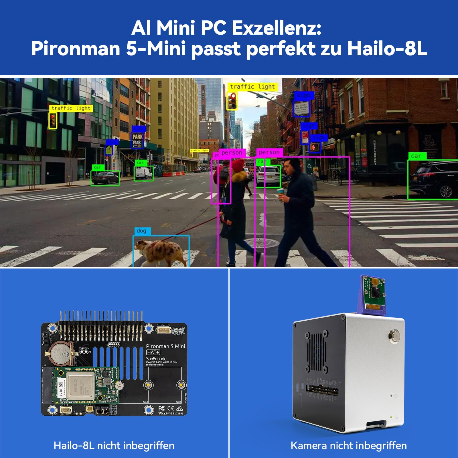Pironman 5-Mini NVMe M.2 SSD PCIe 2.0/3.0 Mini-PC-Gehäuse für Raspberry Pi 5, Hailo-8L, OpenClaw KI-Agent, PWM-Aktivkühler + RGB-Lüfter, Safe Shutdown, RGB-Effekt (RPI5 Nicht enthalten)