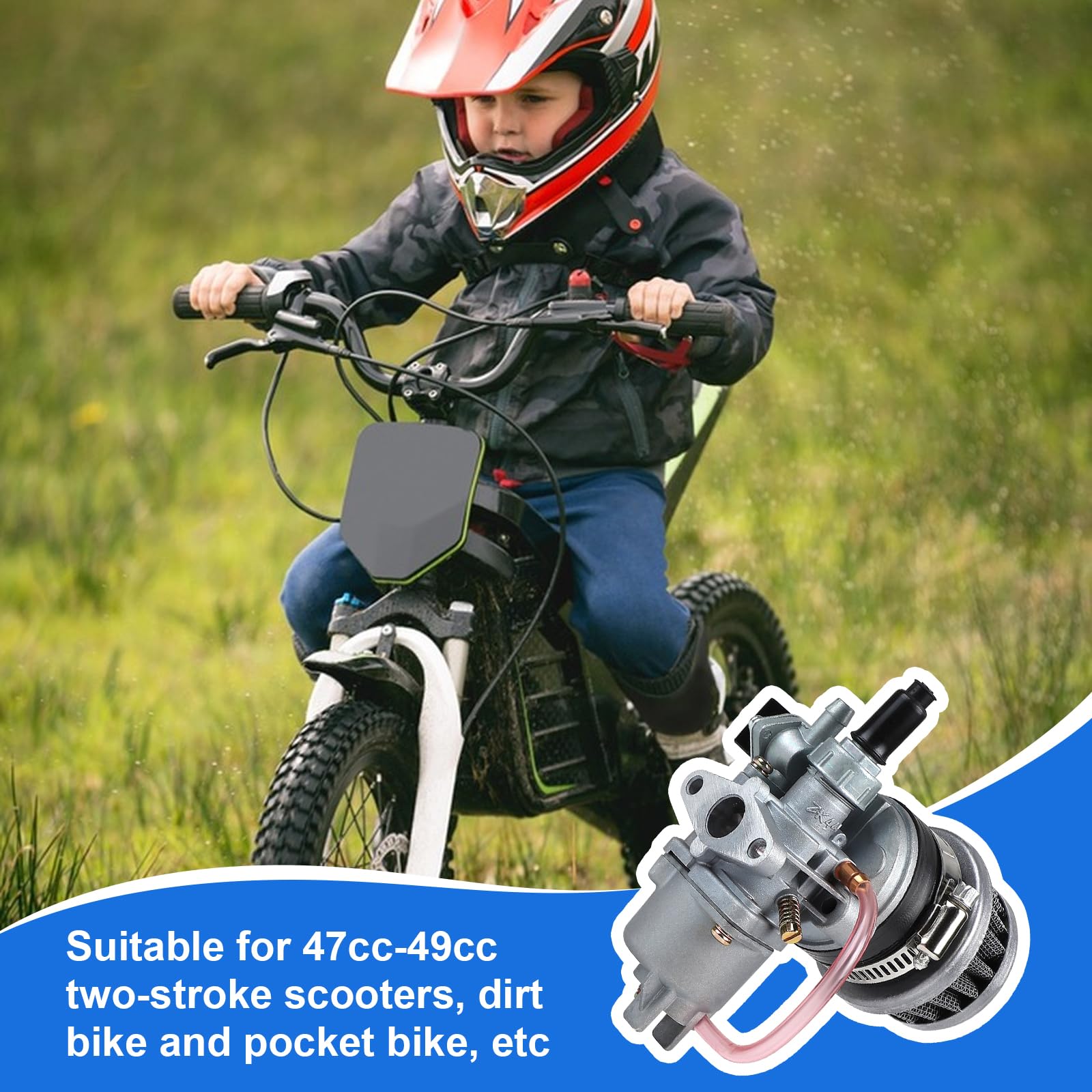 EFUTURETIME Carburatore 49cc con Filtro Aria per Mini Moto a 2 Tempi 47cc - 49cc Carburatore 13mm per Mini Quad Dirt Bike Pocket Bike Moto Bambini