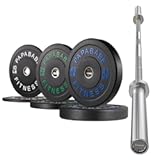 PAPABABE 7-Foot Olympic Barbell 1000LB/1500LB Weight Capacity with Bumper Plates Set, 2 Inch Weights Plates, Weights Lifting Power Lifting