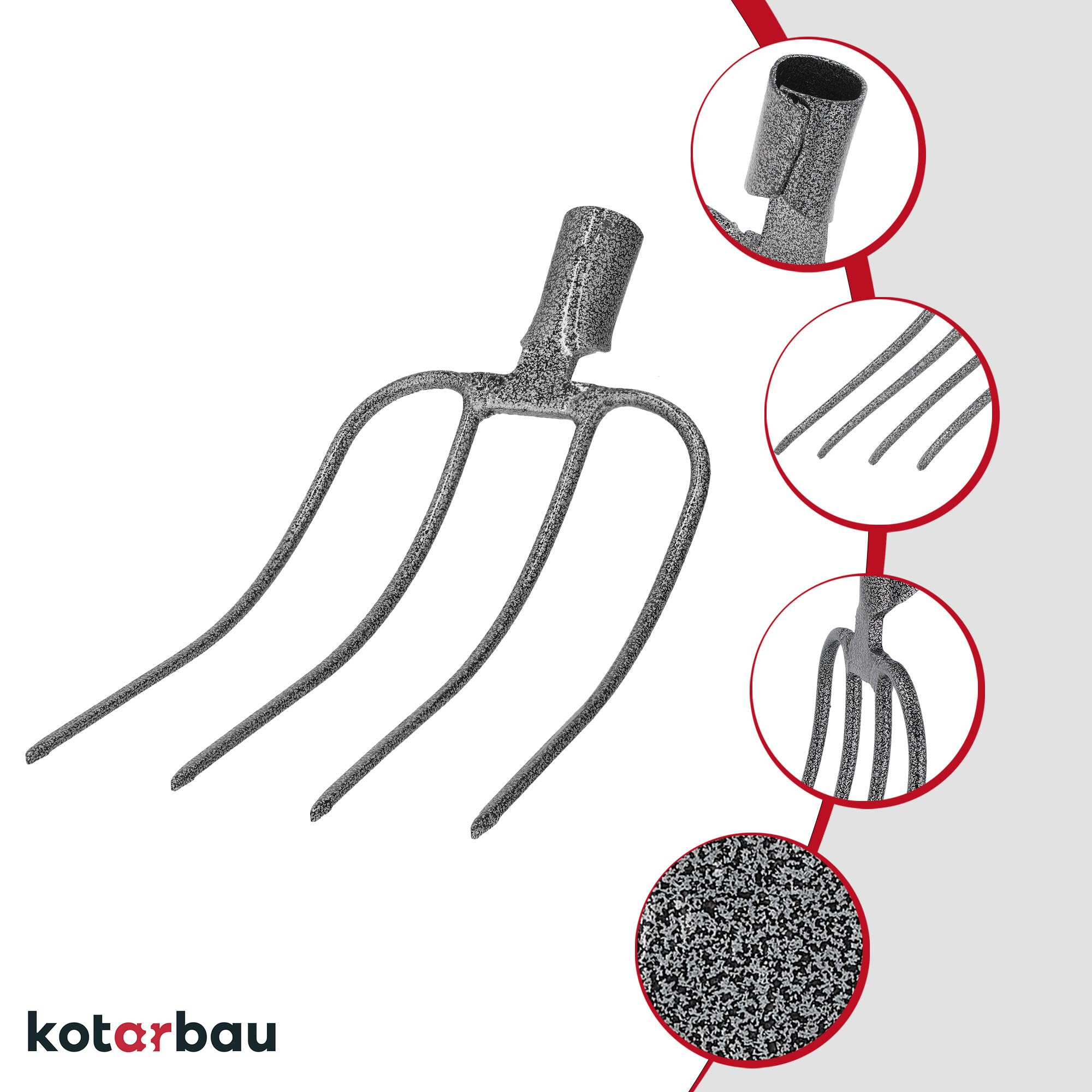 KOTARBAU® Forke Mistgabel Grabegabel Spatengabel Heugabel 4 Zinken Grabgabel 4 Zinken