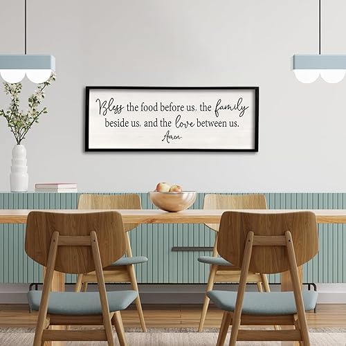 Miniatura 4 de Letrero con texto en inglés "Bless the Food Before Us", decoración de pared de comedor de granja de 24 x 10 pulgadas, decoración de pared con marco