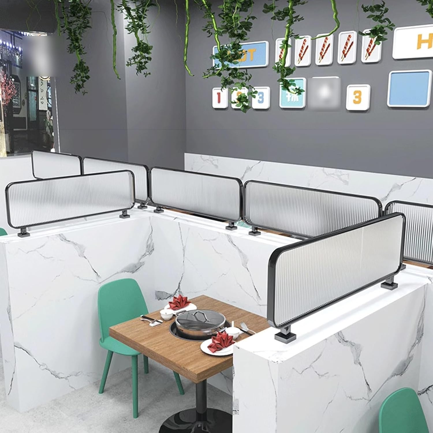 Stainless Steel Room Divider for Dining Areas, Glass Partition Screen, Semi-Privacy Panel for Workstations, Offices, Hotels & Bars (Black, 13.78x59.06in/35x150CM)