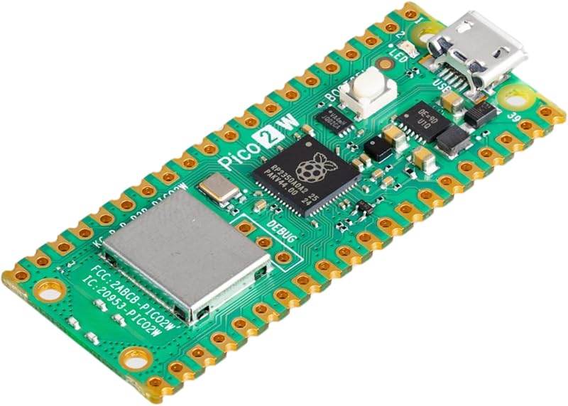 Pi Pico 2 W - Placa de microcontrolador RP2350, Bluetooth 5.2, WiFi, CPU ARM de doble núcleo y RISC-V de 150 MHz, 520 KB de RAM, 4 MB de Flash, 26 GPIO, C/C++, soporte para MicroPython y CircuitPython
