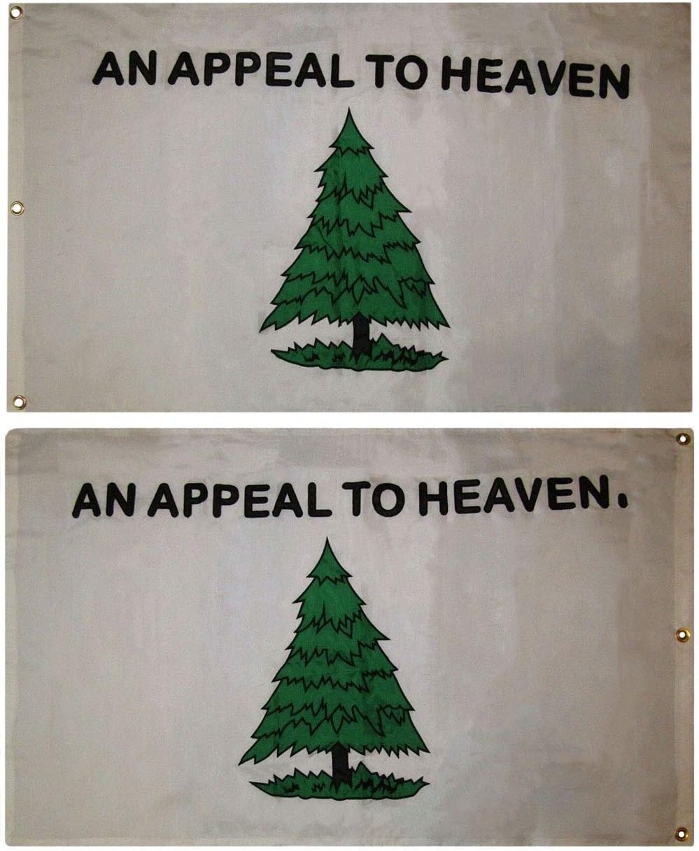 Appeal to Heaven Realistic Pine Tree with Grass Washington Cruiser's Premium Quality Fade Resistant Heavy Duty 3x5 3'x5' Double Sided 300D Nylon Embroidered Flag Banner Grommets