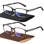 EASY READ 2 Pairs Sporty Style Reading Glasses for MenRectangular TR90 Blue Light Blocking Readers with Spring Hinge(Magnification 1.50,Black/Tortoise)