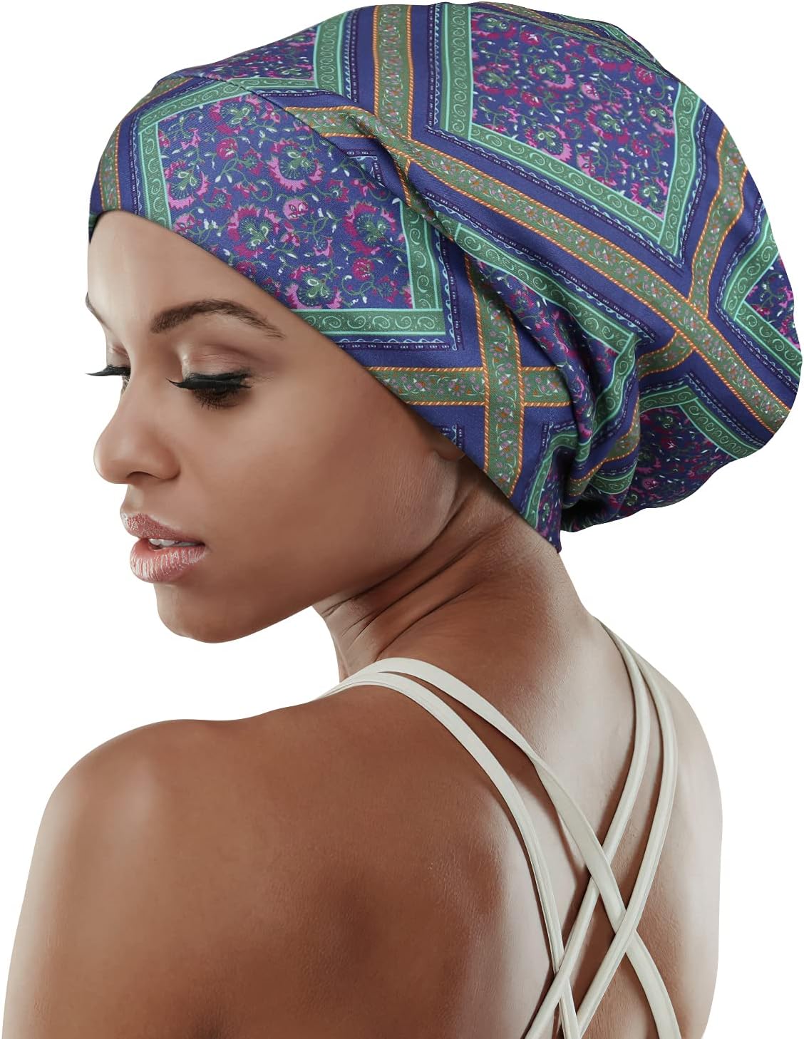 Adjustable Satin Lined Sleep Cap for Dreadlocks Curly Hair Large Head-Stay On Overnight image 5