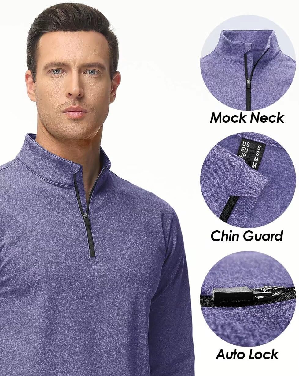 Boladeci Men's Quarter Zip Pullover Premium Fleece Lined Heather Long Sleeve Golf Shirts Midweight 1/4 Half Zip Sweatshirts - Image 4