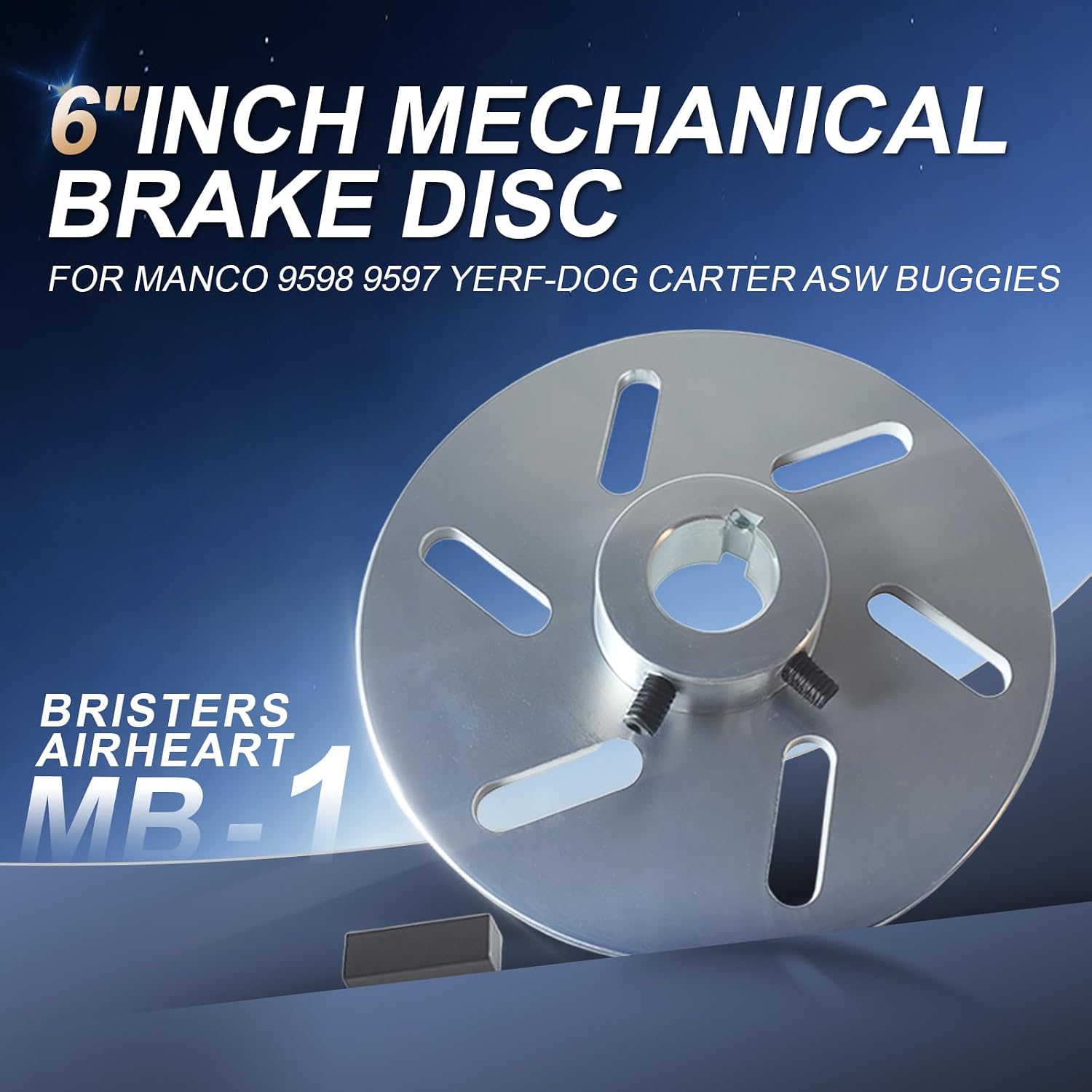 6 Inch Mechanical Brake Disc with 1 inch Bore for Manco 9598 9597 for Airheart MB-1 Yerf-Dog Carter ASW Go Kart for Predator 212cc 196cc 6.5hp GX160 Carter Drift Trike Cart Parts Rotor