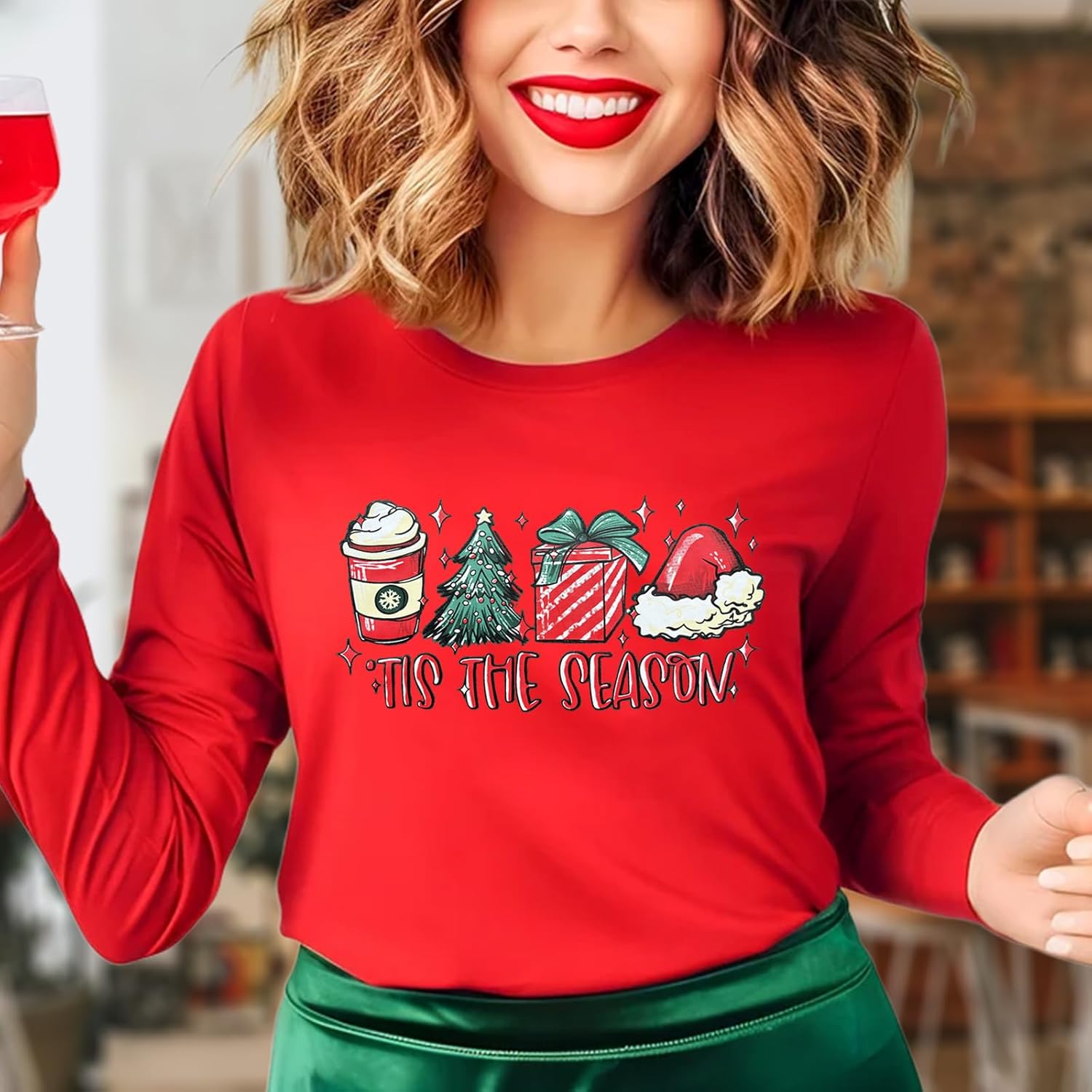 Christmas Shirts for Women Christmas Tree Graphic T Shirts Long Sleeve Merry Christmas Tops Family Xmas Holiday Tops - Image 4