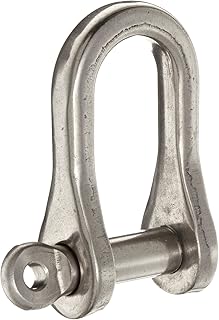 RONSTAN RF619 Grade Stainless Steel 316 Coined Pin Head Standard D Shackle, 3/8
