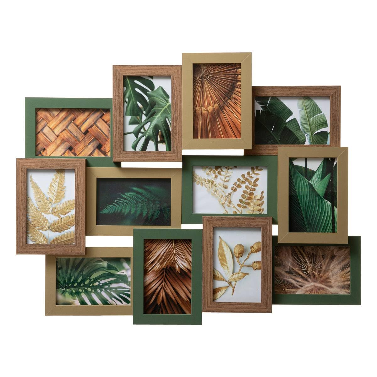 Atmosphera - Cadre Photo Pêle-​Mêle Julia Pour 12 Photos 10x15 cm - Multicolore Effet Bois, 65 x 51,​5 cm - Décoration Murale, Salon, Chambre