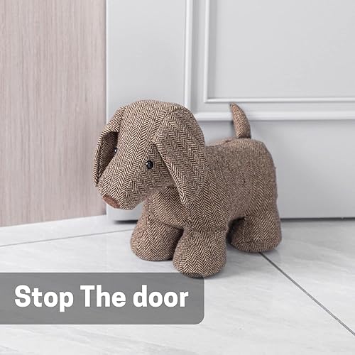 Vista 30 de SWISSELITE Bonito tope de puerta con peso decorativo para el hogar y la oficina, diseño de animales compactos con tela suave Búho marrón y gris