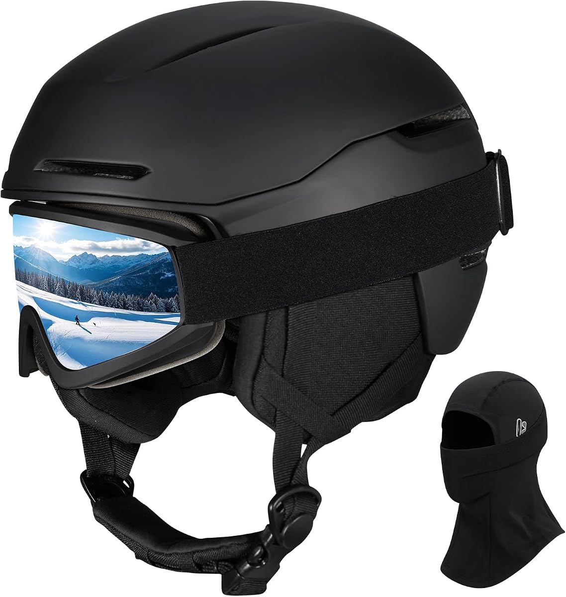 Casco de esquí X13 Juego de casco de snowboard con gafas de esquí OTG para adultos | Carcasa de PC duradera, espuma protectora EPS, certificación ASTM F-2040 y CE EN1077, gafas de esquí y máscara de esquí antivaho UV400 OTG, 9 ventilaciones