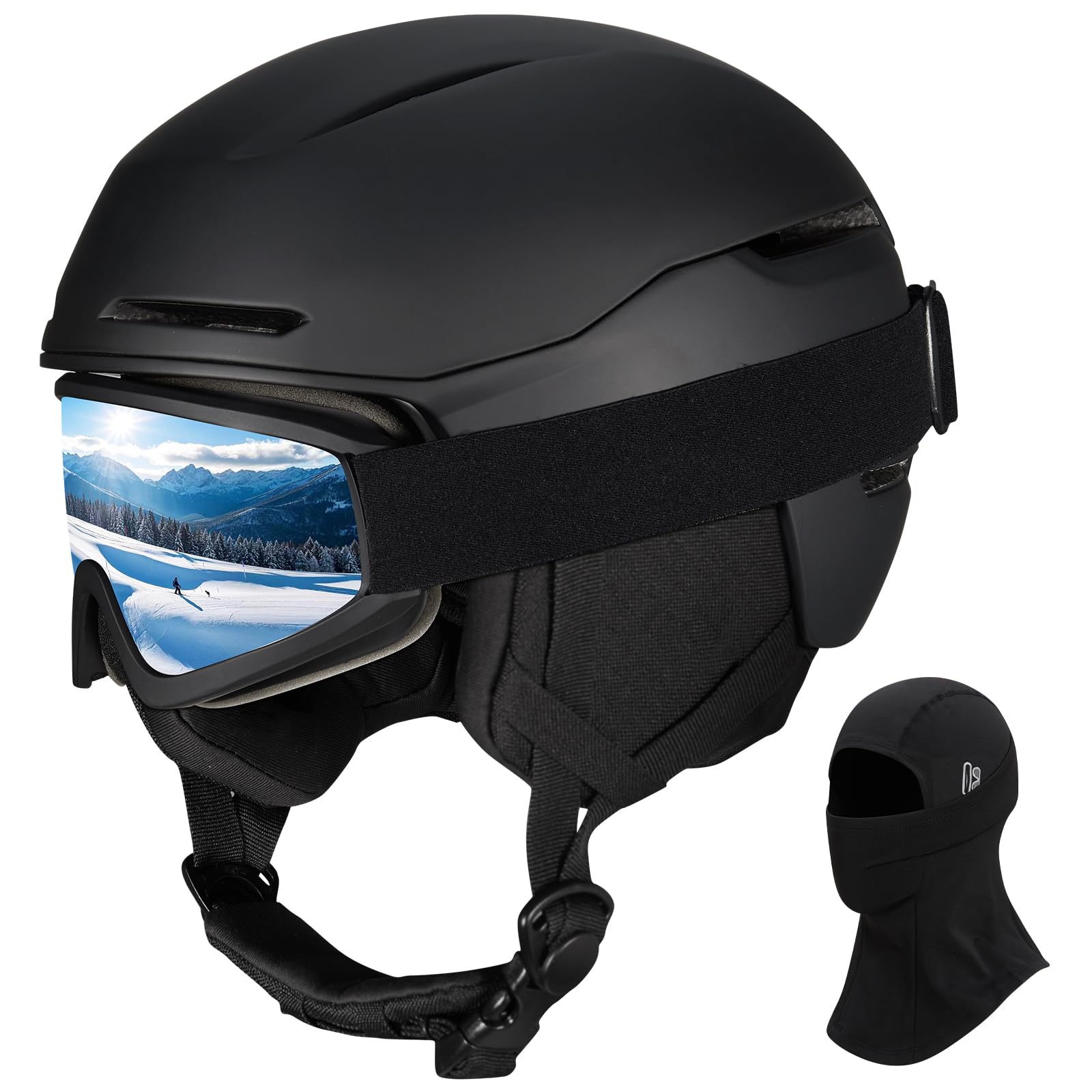 JQF Gear Ski Helmet Snowboard Helmet for Adults Men Women, Adjustable Snow Helmet X13 with Goggles for Snow Sports