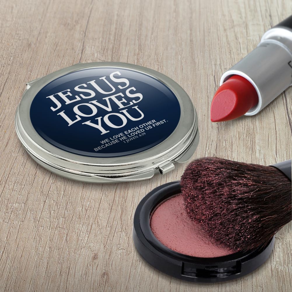 GRAPHICS & MORE Jesus Loves You First Compact Travel Purse Handbag Makeup Mirror