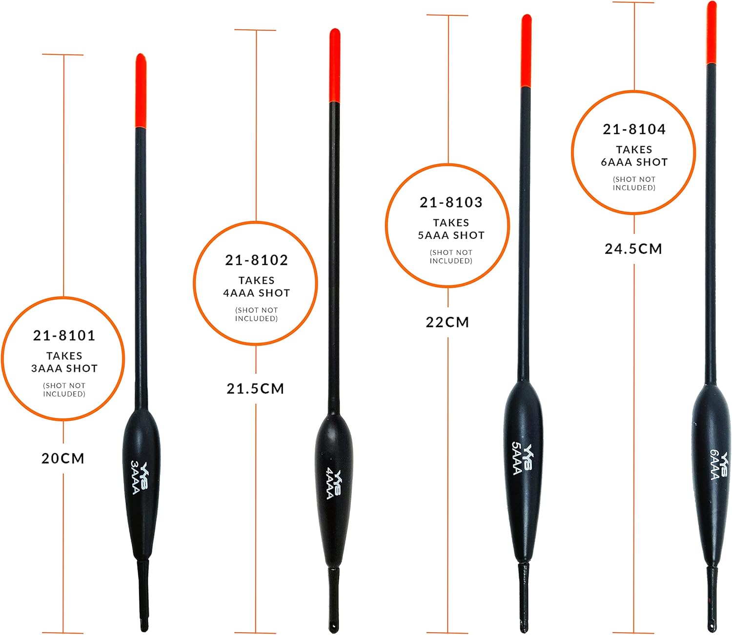 YYS - Pack Of 10 Single Size Classic Bodied Waggler Coarse Floats Fishing Red Tip Balsa Wood 20cm To 25cm With Slider Ring Requires Shotting