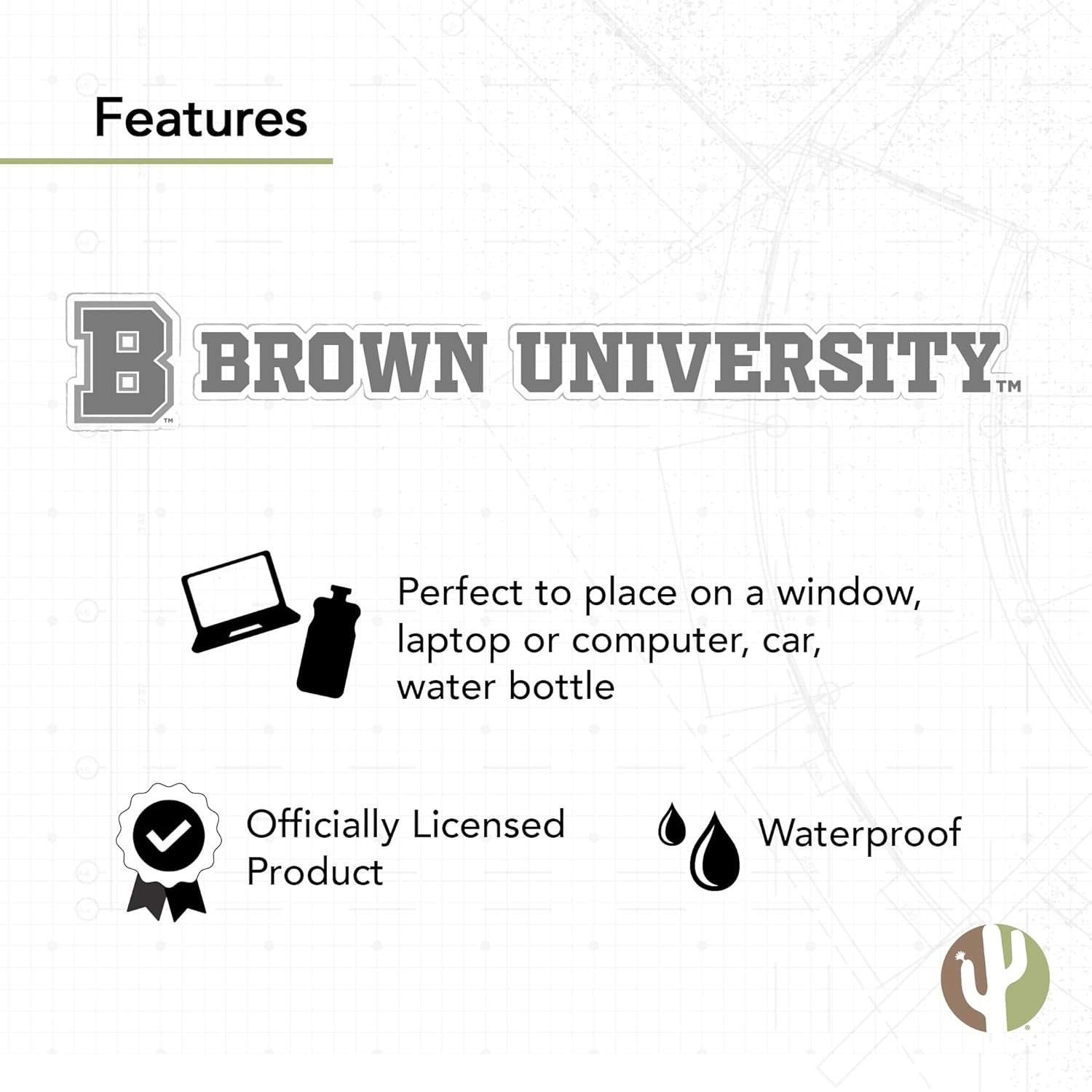Desert Cactus Brown University Bears Name Logo Vinyl Decal Laptop Water Bottle Car Scrapbook (8 Inch Sticker) - Image 4