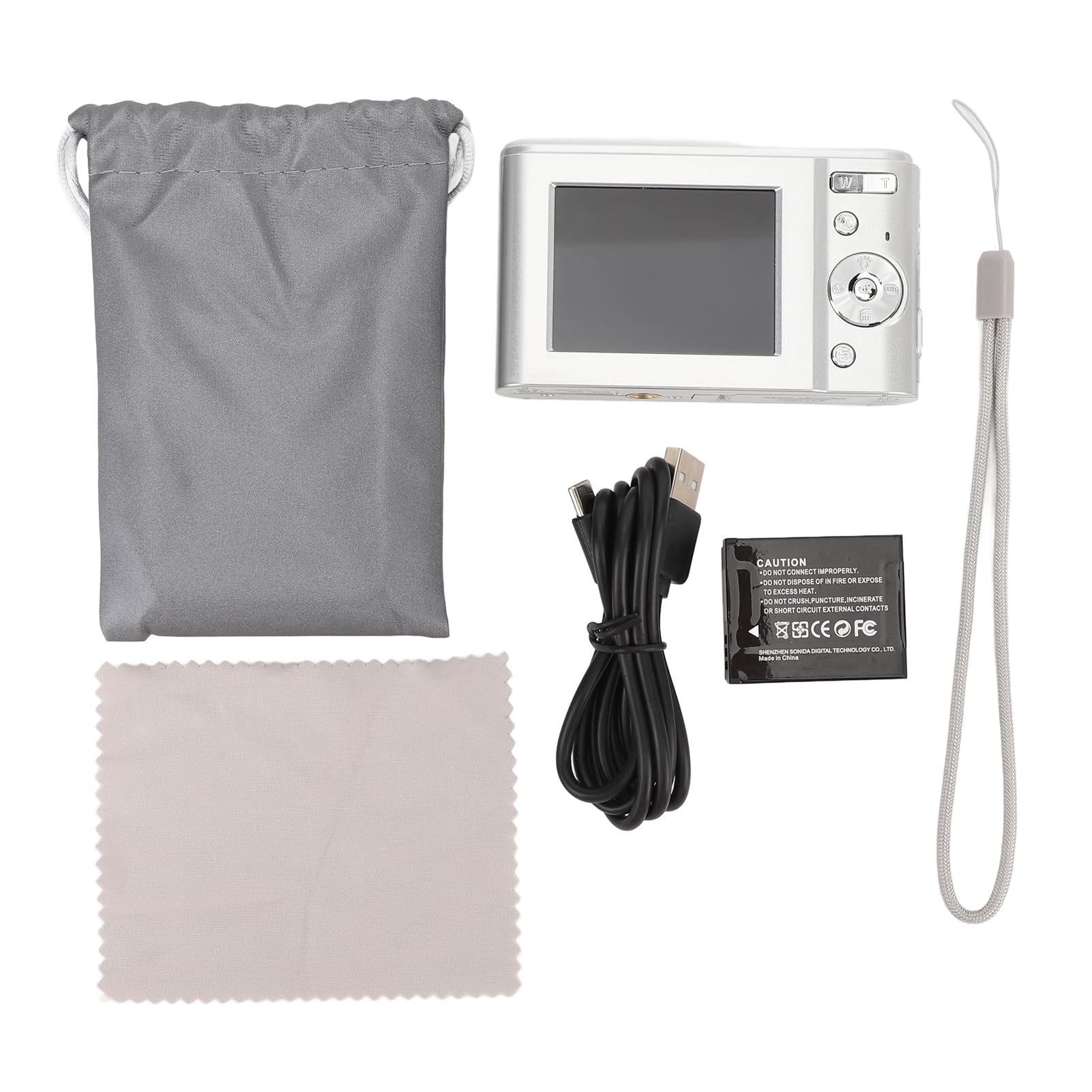 Aparat Cyfrowy 48MP 1080P Kompaktowy Aparat Cyfrowy z 16-krotnym Zoomem dla Początkujących Dorosłych (SILVER)