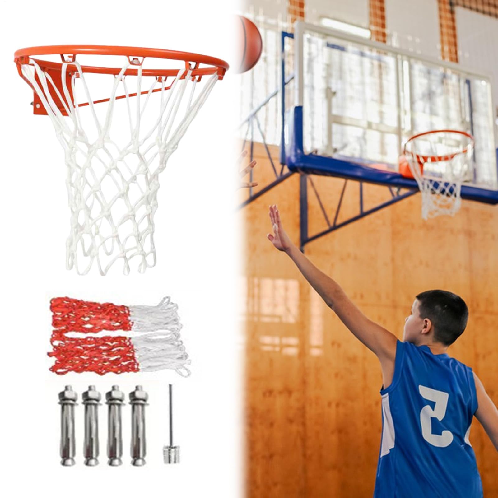 Canasta de baloncesto montada en la pared - Cesta móvil exterior, marco estable, diseño antivuelco, adecuado para ejercicios en patio, entretenimiento en la calle, actividades familiares