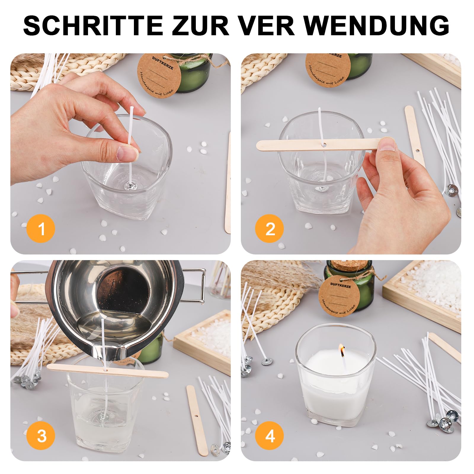 Kaarsen zelf maken, accessoires voor het maken van kaarsen met 50