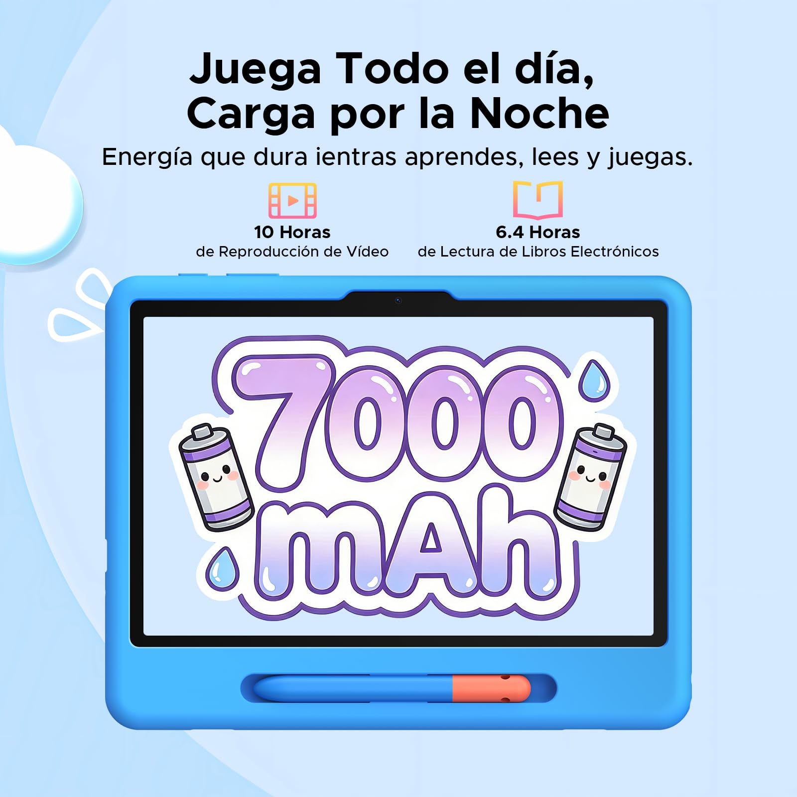 P10 Kid Tablet para Niños 10 pulgada, Tableta Infantil Android 16 Con Gemini AI, 90Hz, 32GB RAM+64GB ROM, 7000mAH, 5G WiFi, Face ID, OTG, GPS, Tablets con lapiz, Tablet para niños de 7 a 10 años, Azul