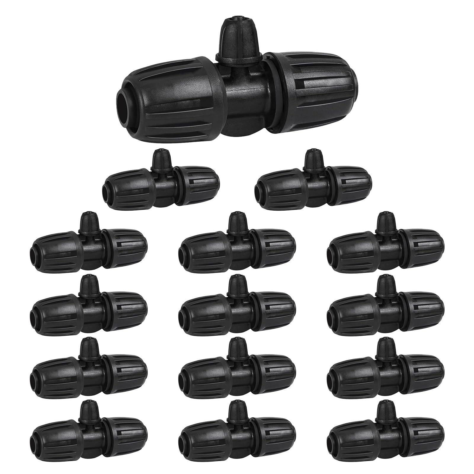15 pezzi Connettore da giardino 16mm a 4/7 Connettore a T con chiusura a spillo da giardino per tubo in PE Irrigazione da giardino Irrigazione Irrigazione