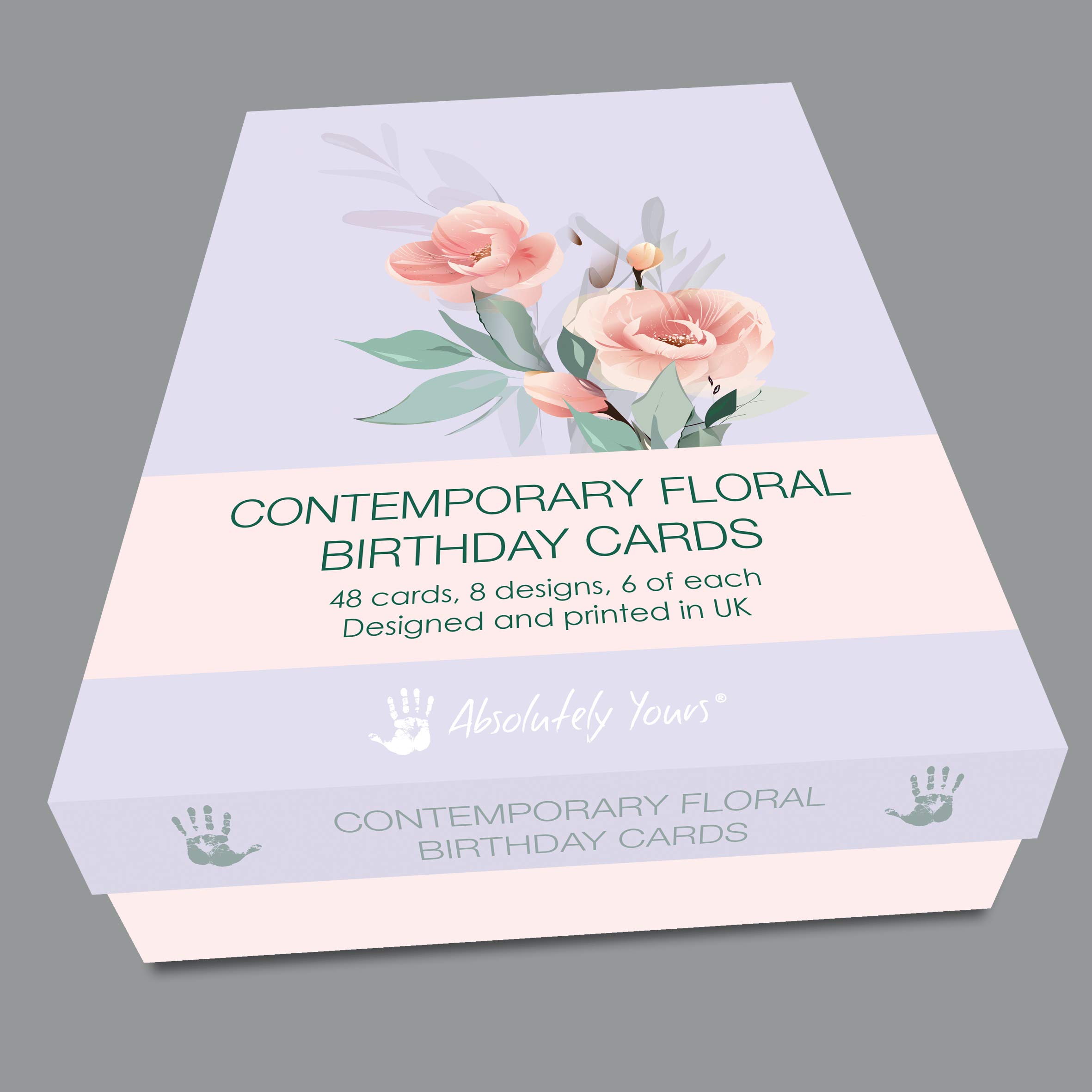 Confezione Da 48 Biglietti Di Compleanno, Con 8 Disegni Contemporanei, Biglietti Ecologici, Buste E Scatola, Stampati E Confezionati Nel Regno Unito, Vuoti All'interno