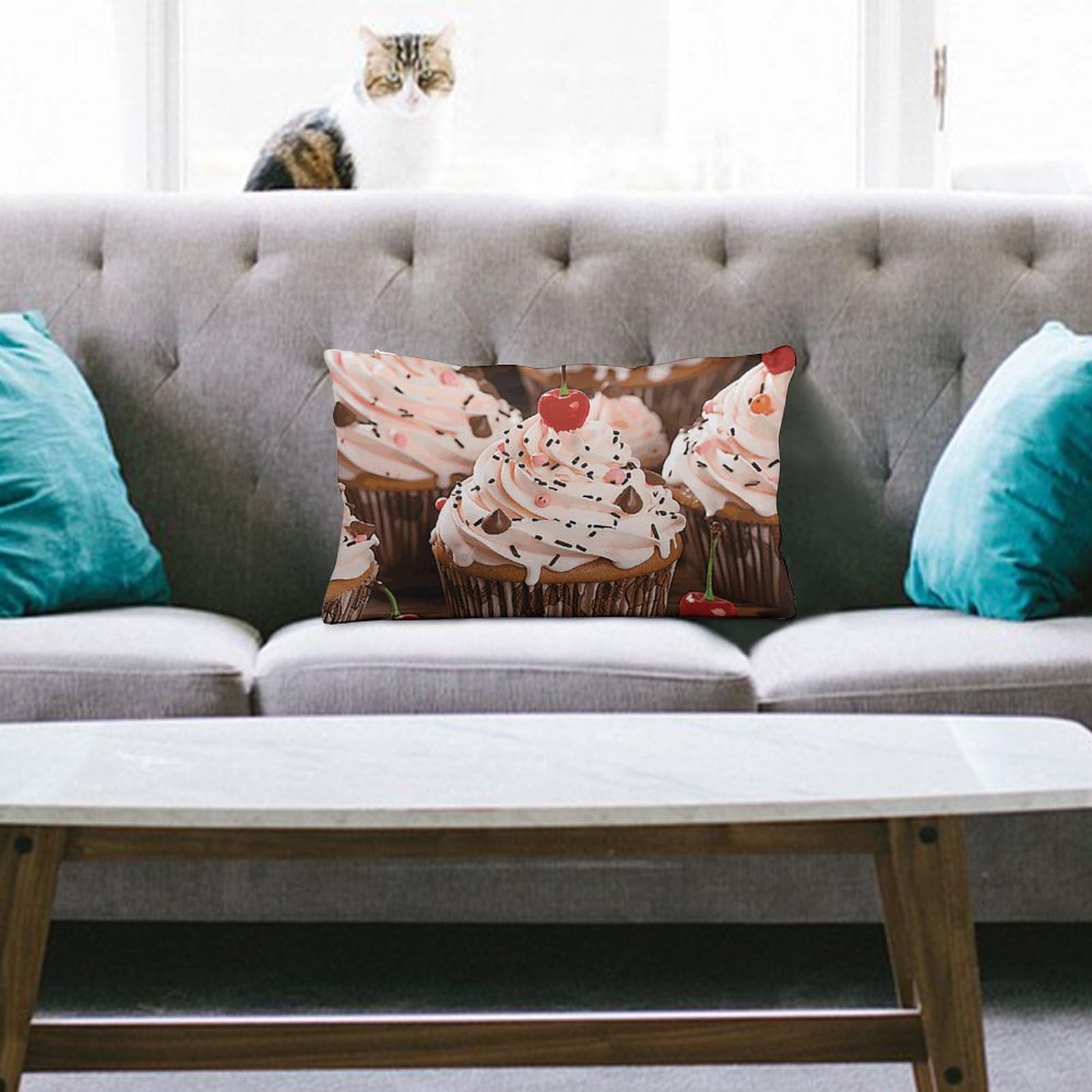 NTVOWPZO Decoration Throw Pillow Covers 8"x12" Pillowcases Covers Cupcake and Muffin Soft Pillowcases Modern Farmhouse Home Decor Sofa Cushions Covers for Couch Bed Living Room