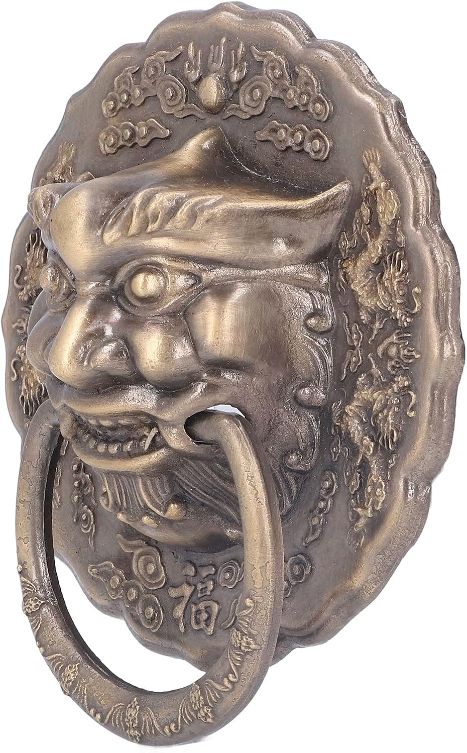 Door Knocker Brass Material 2 Sided Installation Heavy Duty Pull Bronze Chinese Antique Door Pull Ring for Double Door