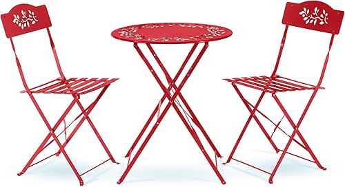 Alpine Corporation Indoor/Outdoor 3-Piece Bistro Set Folding Table and Chairs