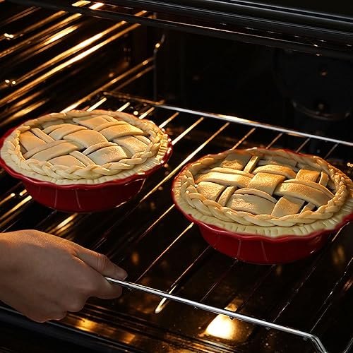 Miniatura 7 de LE TAUCI Mini moldes para tartas de cerámica de 6.5 pulgadas, moldes para pastel de 12 onzas, pastel individual de pollo, cuencos con borde con