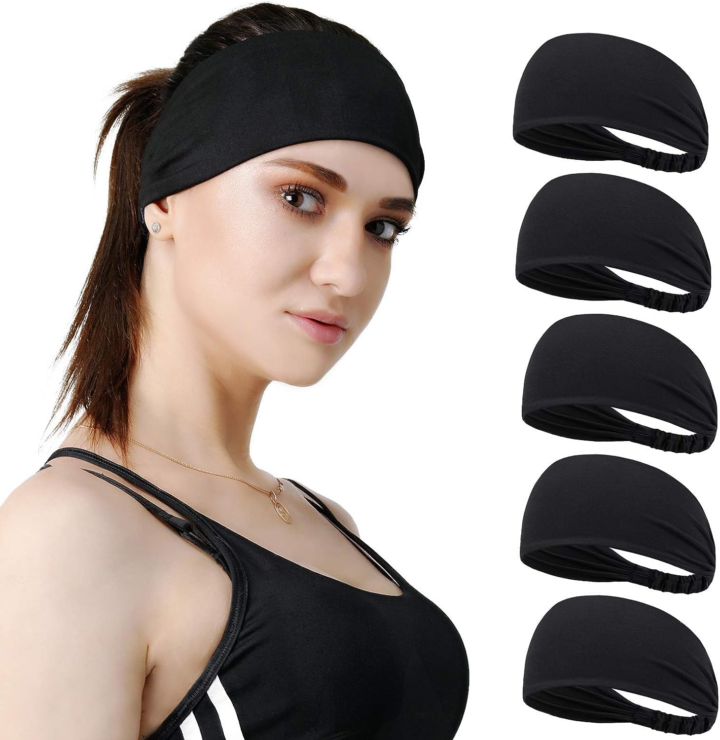 BISMAADH Women's Yoga Sport Athletic Headband Sweatband for Running Sports Travel Fitness Elastic Wicking Style Bandana Basketball Headbands Headscarf fits All Men & Women-picture-30