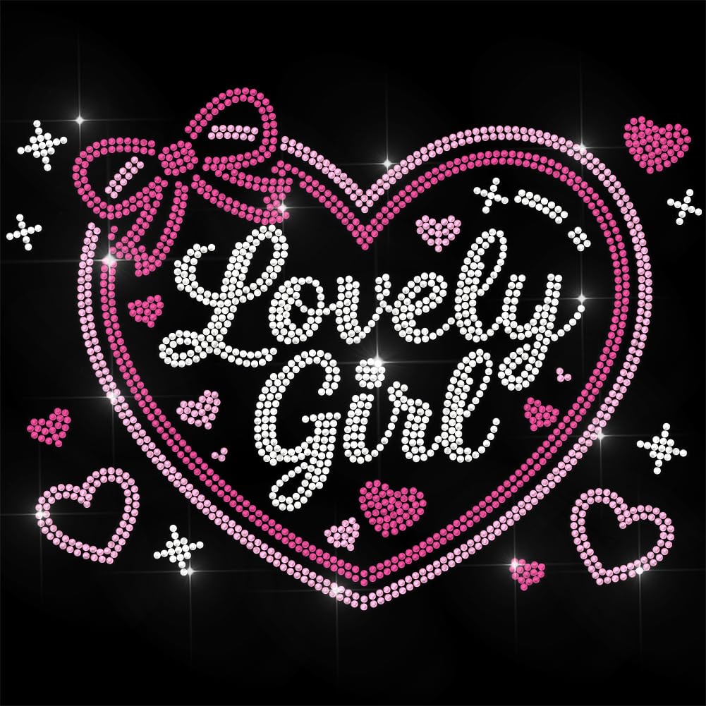 ANATTASOUL Iron on Rhinestone Transfers Pink Heart Glitter Diamante Patch Sequin for Clothes, 11.6"x8.2" Large Bling Hotfix Iron On Applique for Jeans Jacket Caps Bag T-Shirt Shoes DIY Decor Gifts