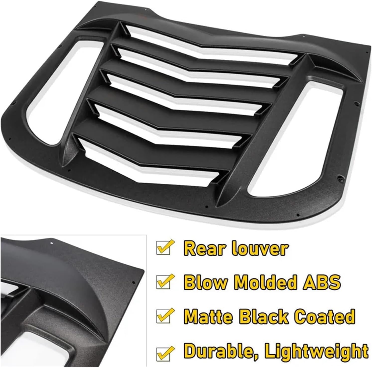 Car Rear Window Louvers Compatible for Ford Mustang 2015-2021 Windshield Sun Shade Rain Cover ABS (Matte Black)-Auto Parts