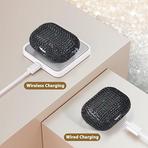 Miniatura 3 de VISOOM Bling Airpods Pro 2 generación - Funda para AirPods Pro 2 con cordón para mujer 2024 Crystal iPod Pro 2, funda de carga inalámbrica con