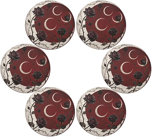 Miniatura 3 de Gothic Red Roses placemats Round Washable Holiday placemats Heat Resistant Waterproof individuales para comedor 15.4x15.4in Set of 6