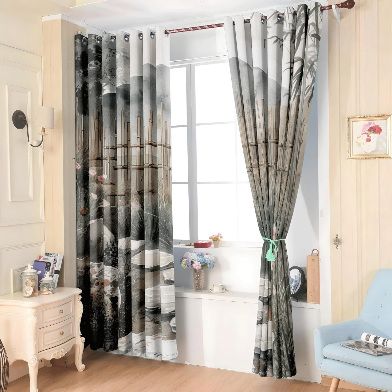 Curtain Braun Grau Rosa Gardinen Blackout Curtain Polyester Vorhang mit Ösen Waschbar Vorhänge Living Room Verdunklungsvorhänge Schlafzimmer Gardienen Vorhang Blickdicht 2x100x240cm