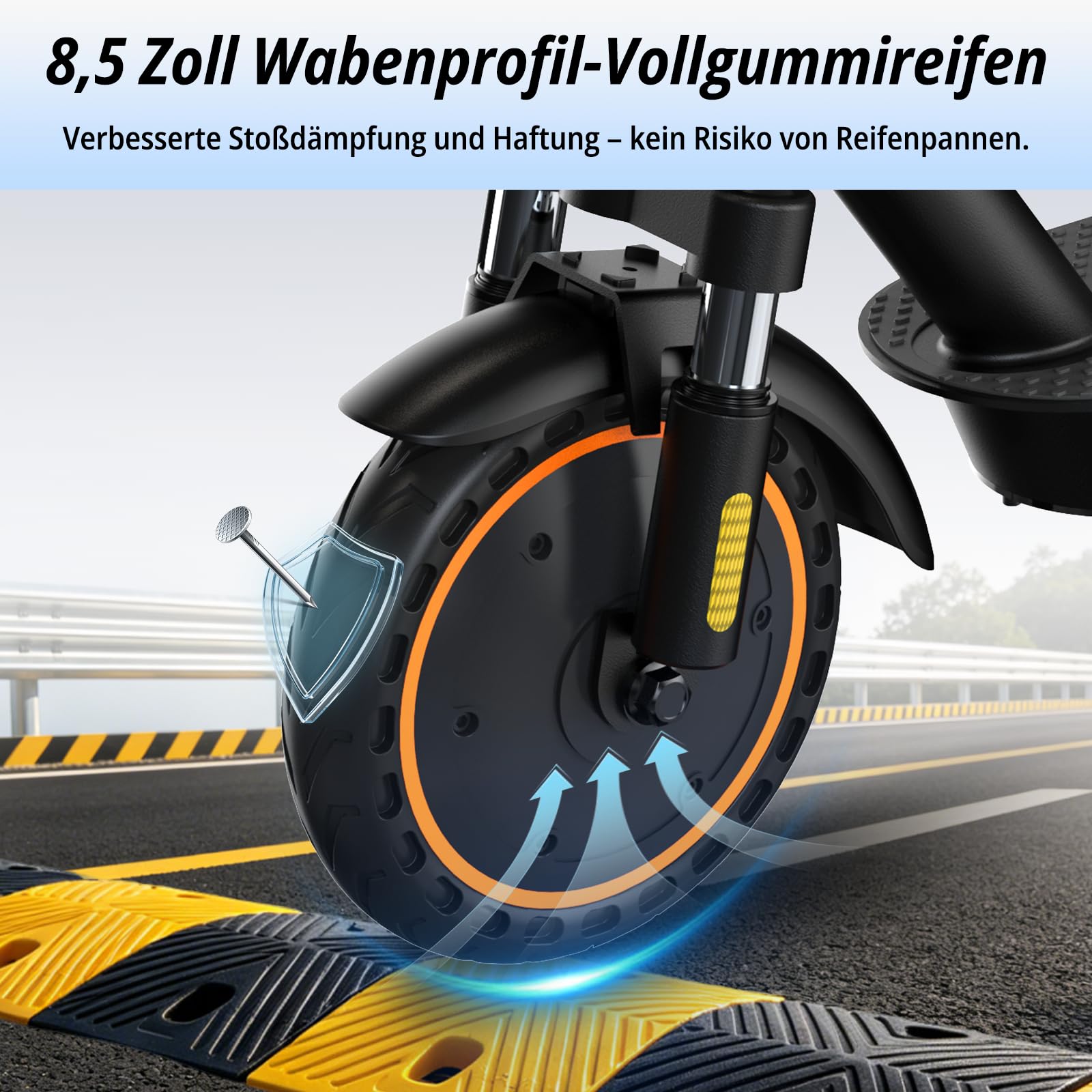 MEGA MOTION Uchwyty 8,5" hulajnoga elektryczna z dopuszczeniem do ruchu drogowego, ABE składana hulajnoga elektryczna