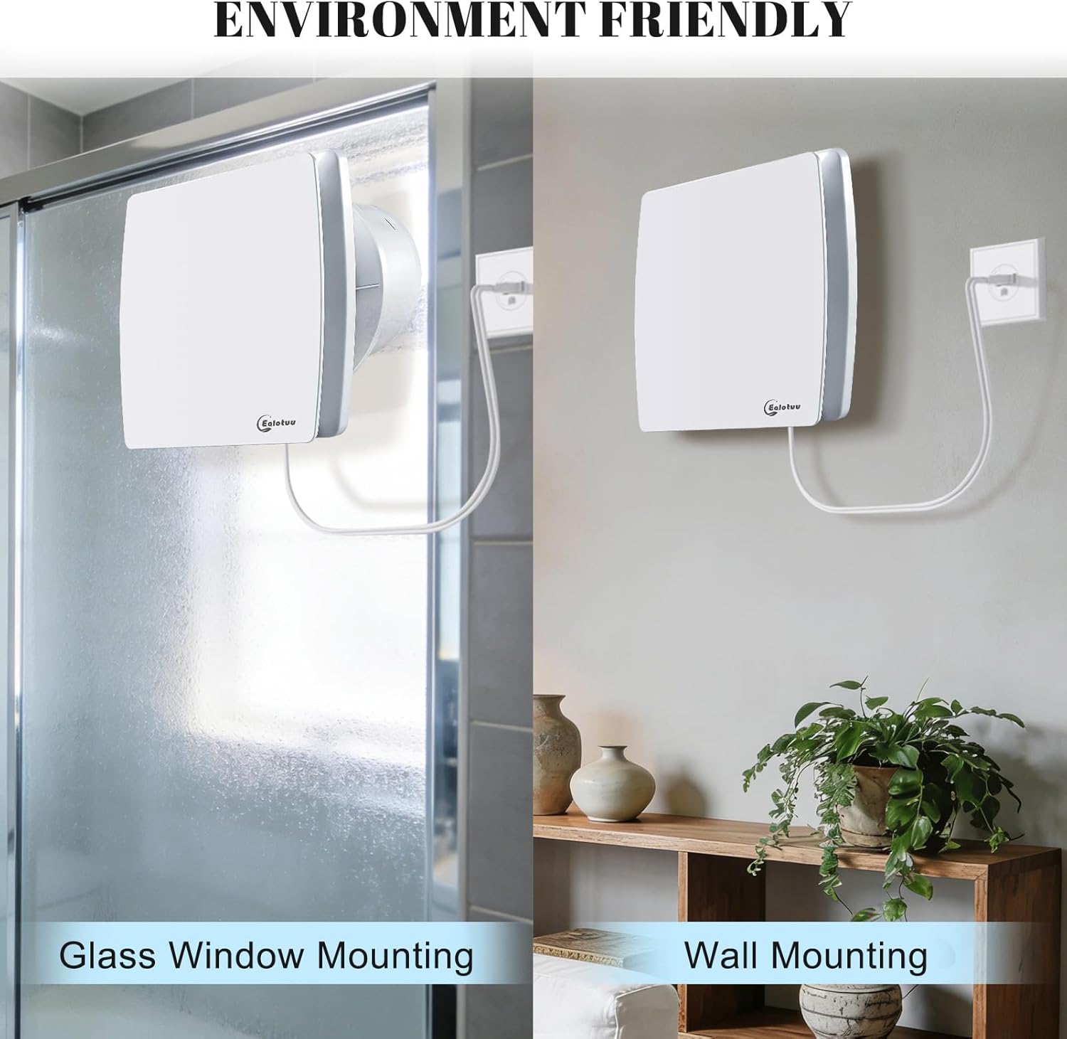 6'' Bathroom Exhaust Fan, Wall Mount Ventilation Fan, Plug and Play Window Vent Fan 141CFM，IPX4, 35dB Low Noise, 18W, 6 Inches Duct, air vent for Kitchen, Garage