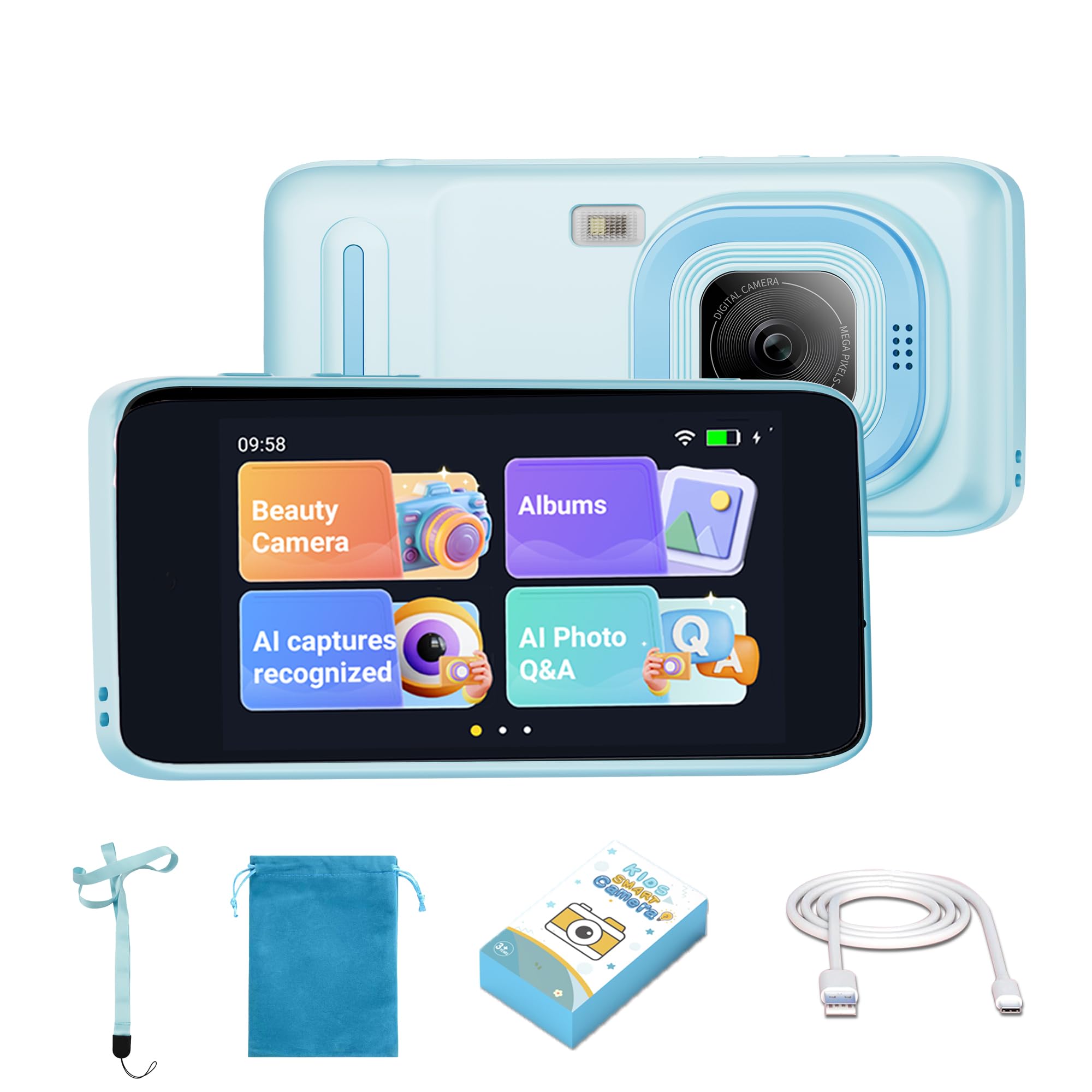 GimyWit Kids WiFi AI Camera Camcorder- Fun Digital Learning Camera with Object Recognition, Free AI Membership,11 AI Tutors, Multilingual Toy- Birthday Christmas Gift for Boys Girls Ages 3-9