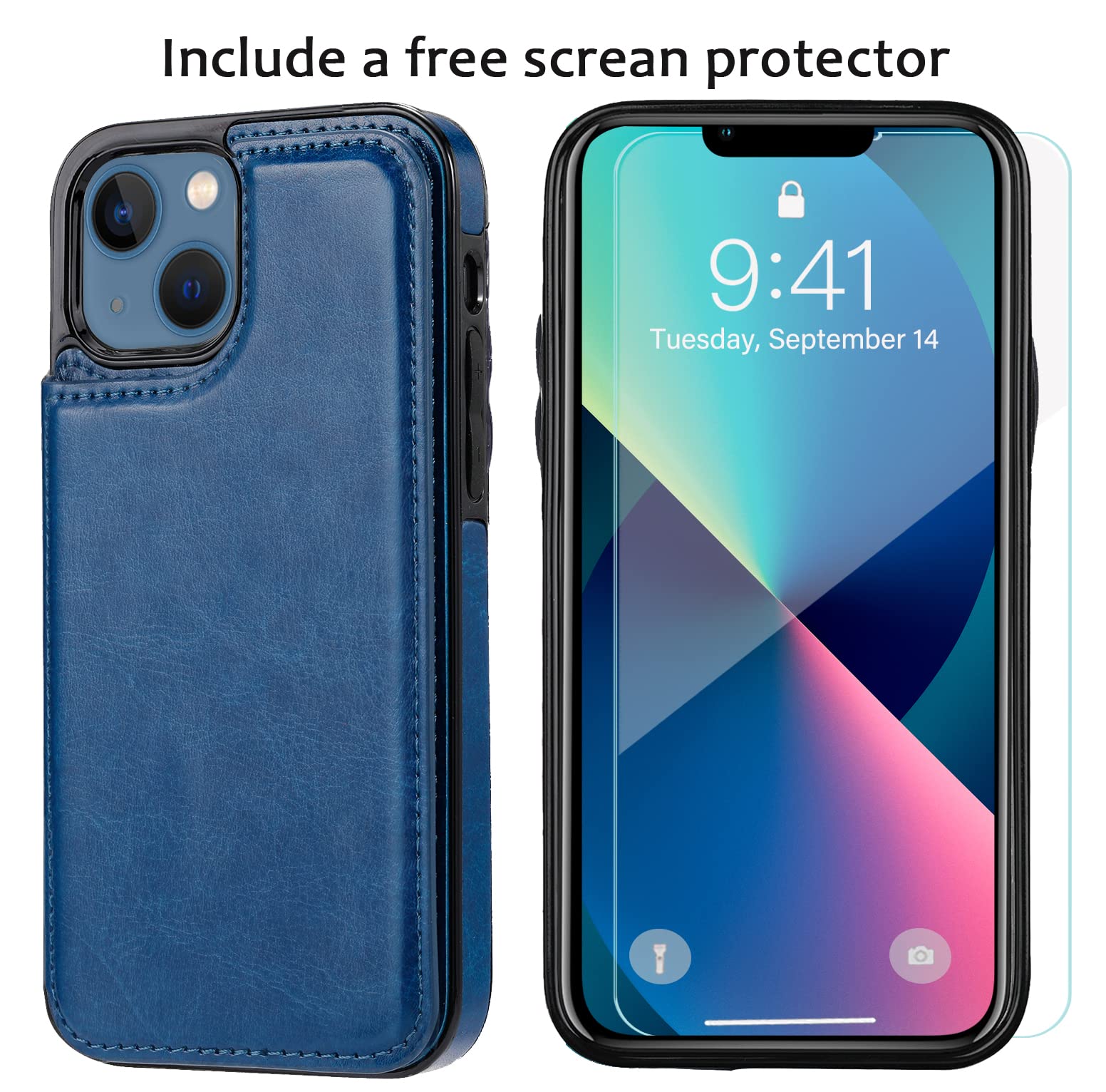 カードホルダースロット財布ケース iPhone 13Pro シリコン 青 Amazon