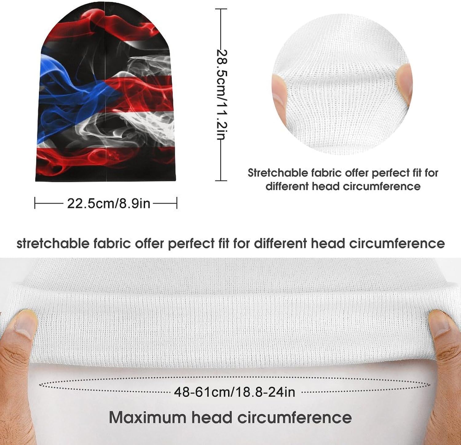 Zakqeik Palestine Flag Beanie Knitted Hat for Men Women Loose Knitted Skull-Cap Winter Warm Headwear Beanies