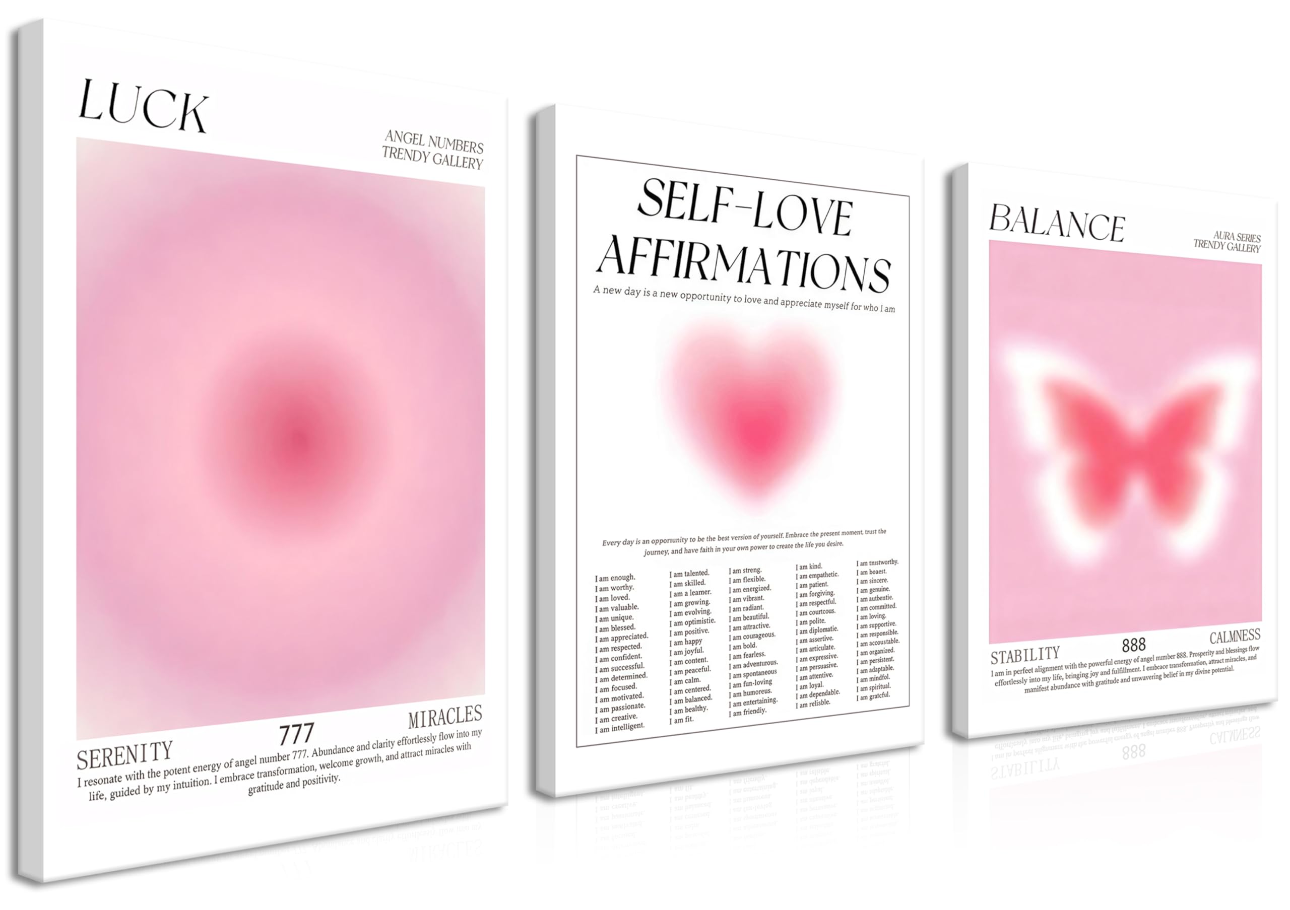 Pink Wall Art Paintings Wall Decor – Abstract Gradient Aura Canvas Prints – Aesthetic Pink Room Decor for Bedroom, Dorm, Bathroom, Living Room – Framed Cute Wall Art for Girls Room 16x24in