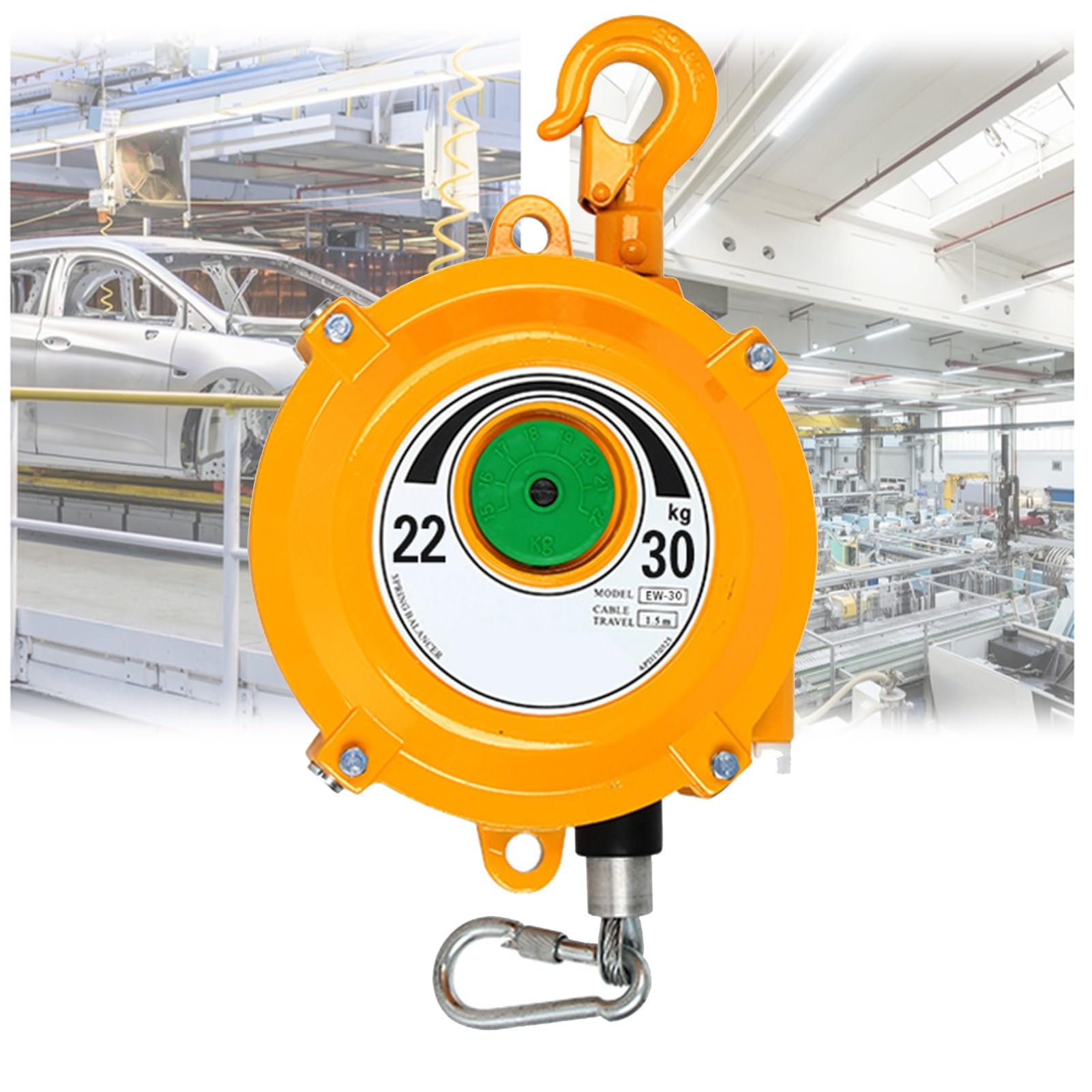 HYQOUKLR Telescopic Spring Balancer, Spring Balancer With Hook And Wire Rope 1.5 Meters Load Range 1-200kg(22-30kg)