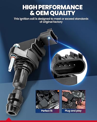 Miniatura 2 de Paquete de bobina de encendido UF491, KAX 4 paquetes de repuesto para Chevrolet 2.4L, 2.2L, 2.0L Turbo - Chevy Malibu, HHR, Cobalt, Equinox, GMC