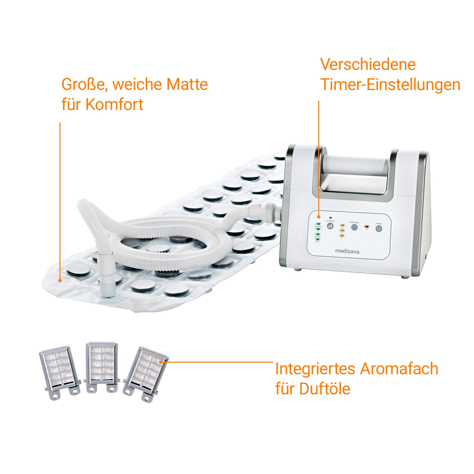Medisana BBS Luftsprudelbad, Sprudelmatte Badewanne, Whirlpool Matte für die Badewanne, inkl. Aromaspender, 3 Intensitätsstufen, Spa für Zuhause, Wellness Badewannenzubehör