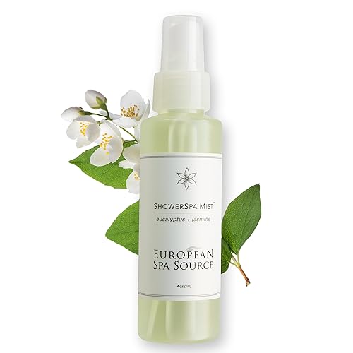European Spa Source Jasmine + Eucalyptus ShowerSpa Spray para aromaterapia, experiencia de spa en casa, alivio de la congestión sinusal y alivio de